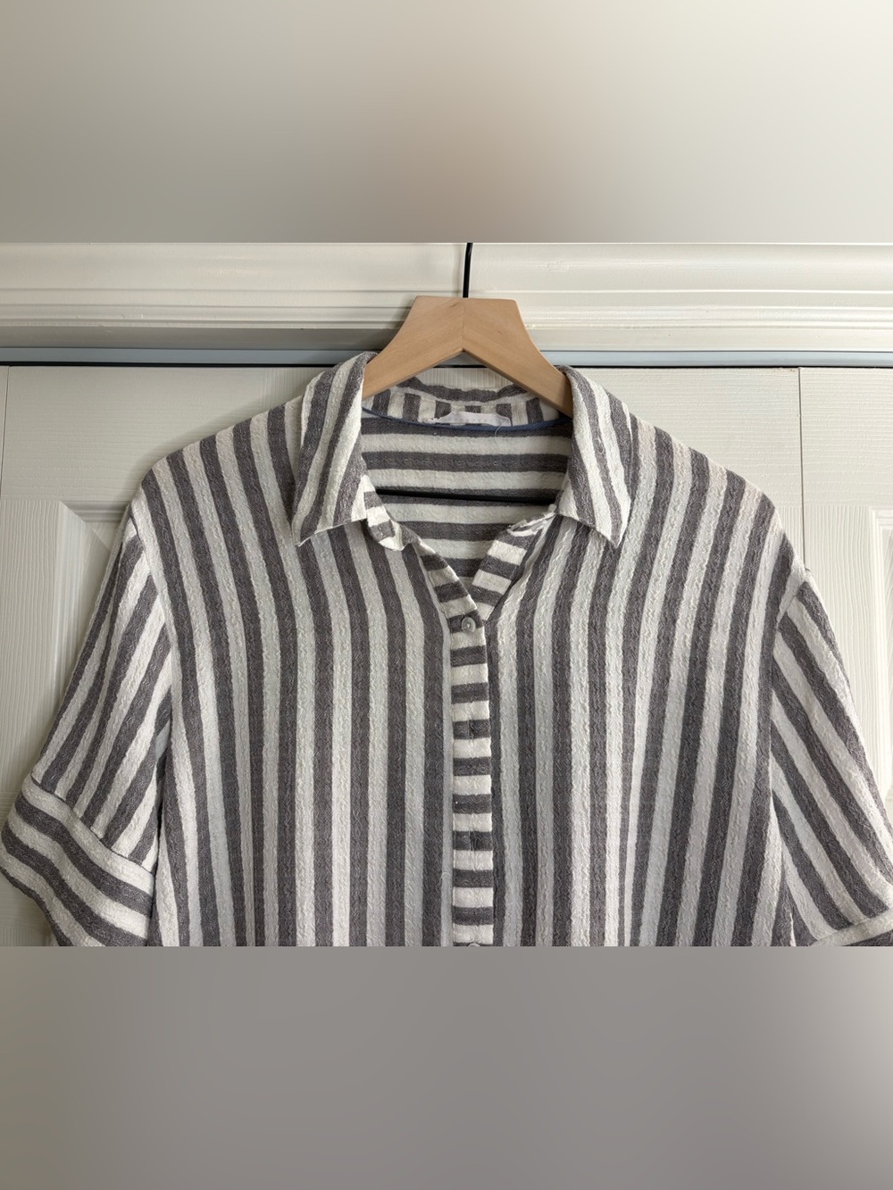 Women’s Jane and Delancey striped short sleeve button down shirt size XL - Picture 2 of 10